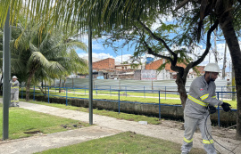 Novo passeio público no Conjunto Joaquim Leão recebe postes de iluminação