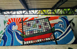 Alurb confecciona mural com mais de 30 mil tampinhas plásticas reutilizadas