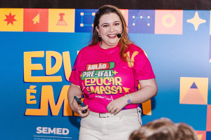 Professora de Português e Youtuber com mais de dois milhões e meio de inscritos, Pamella Brandão. Foto: Joyce Juliana/Ascom Semed