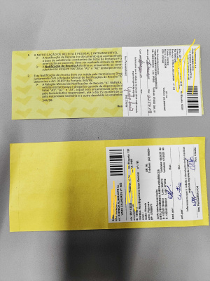 A notificação de receita na parte superior é original, já a que está embaixo é falsa. Foto: Visa de Maceió