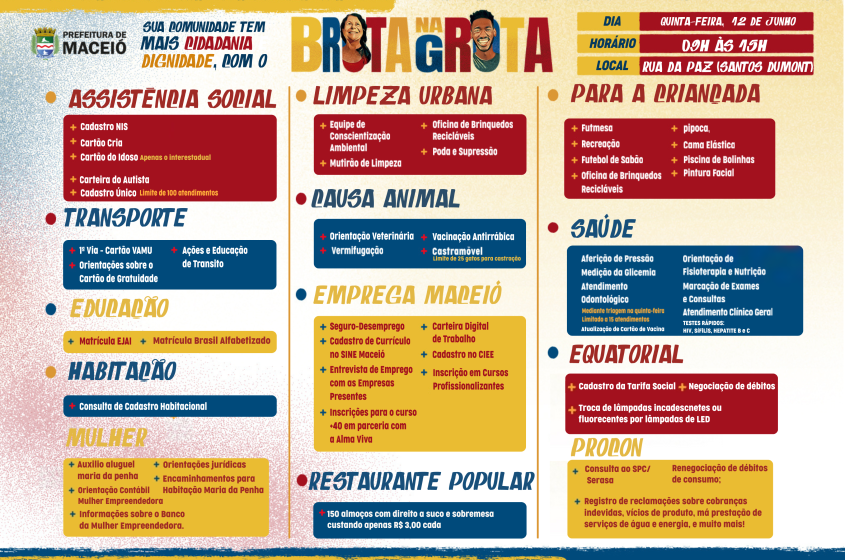 Serviços disponíveis do Brota na Grota na quinta (12)