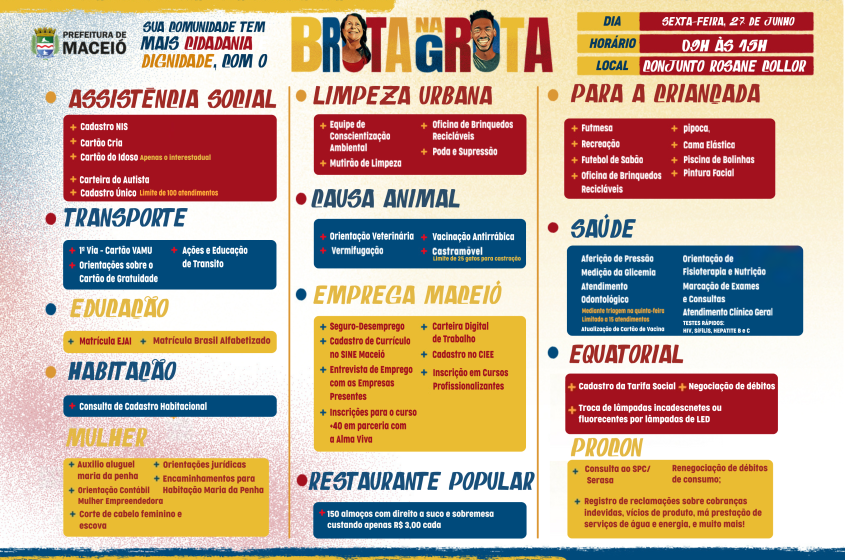 Serviços que serão oferecidos no evento