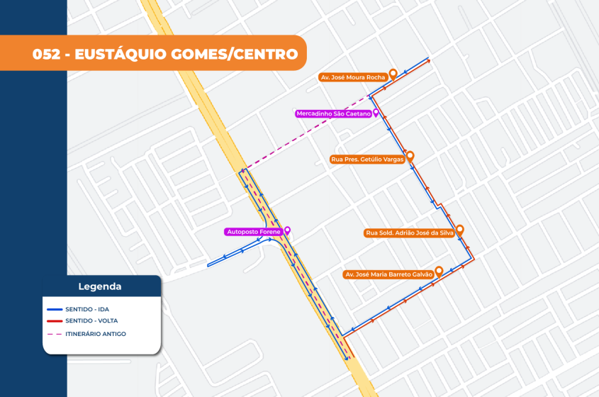 Novo itinerário beneficiará moradores de conjuntos. Foto: Mapa Divulgação/Ascom DMTT