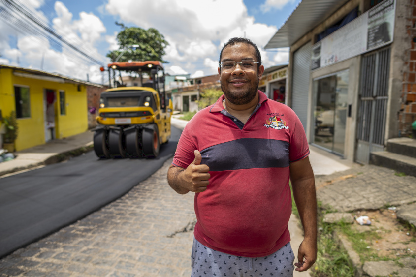 Vias do Biu estão sendo asfaltadas. Foto: Alisson Frazão/Secom MAceió