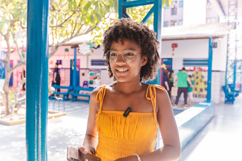 Yanna Julia, estudante do 5°, ficou feliz em participar do evento. Foto: Joyce Juliana/Ascom Semed