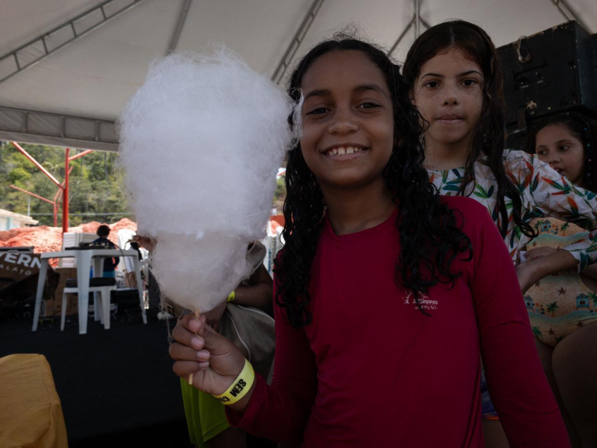 Crianças se divertiram no parque aquático. Foto: Ascom Semdes