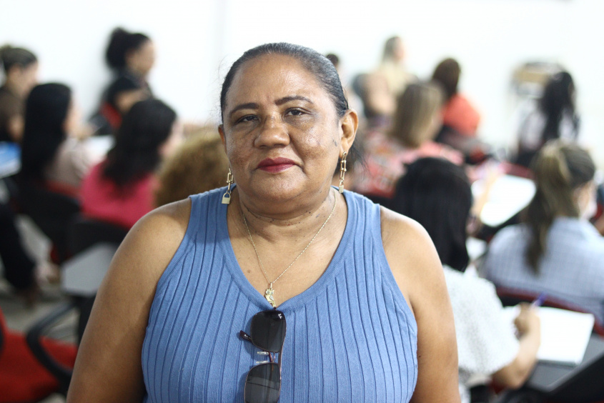 Educadora reforçou a importância de formações como essa. Foto: Pedro Farias/Ascom Semed