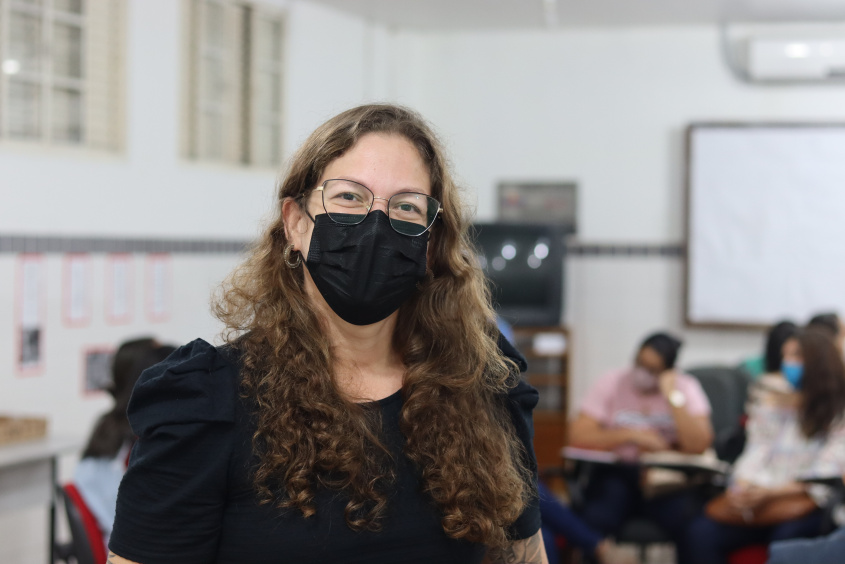 Professora doutora da Universidade Federal de Alagoas, Angelina Nunes, coordenou a formação. Foto: Daniel Marinho/Ascom Semed