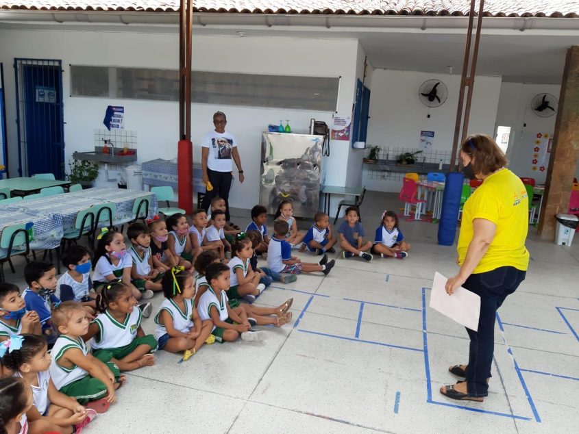 Alunos das unidades escolares municipais participam de atividades lúdicas promovidas pelo 'Escola Alerta'. Foto: cortesia