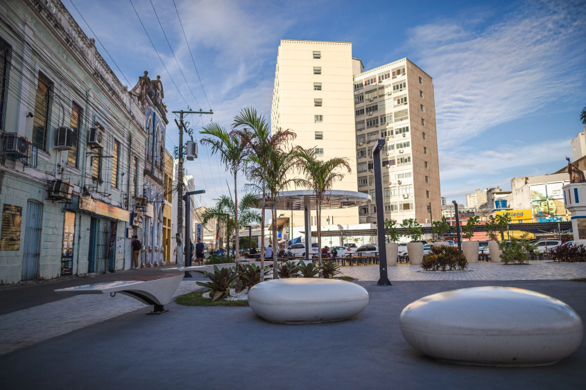 A Praça do Montepio dos Artistas é outro marco histórico da cidade que volta à vida. Foto: Alisson Frazão