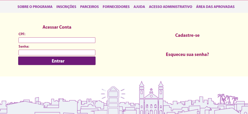 Área das aprovadas no site bancodamulher.maceio.al.gov.br