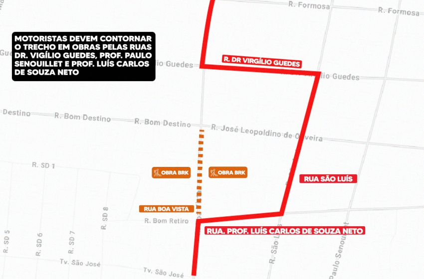 Obra emergencial muda trânsito em rua da Ponta Grossa