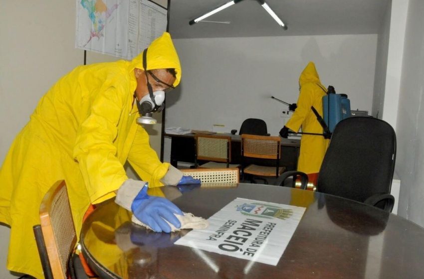 Seminfra realiza desinfecção e higienização dos setores e espaços na sede da secretaria