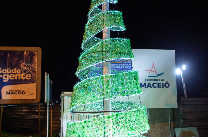 Renasce Salgadinho: Prefeitura instala árvore de natal 100% reciclável no Poço