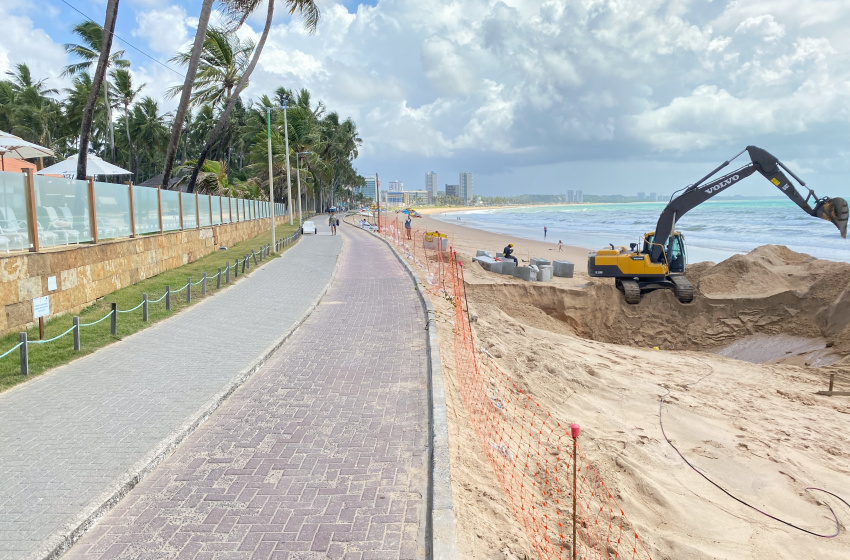 Trecho da orla da Jatiúca será interditado nesta quinta (9) para obra de contenção