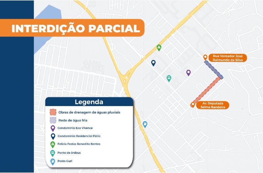 Ruas do Antares serão parcialmente interditadas para obras de drenagem a partir desta quinta-feira (14)