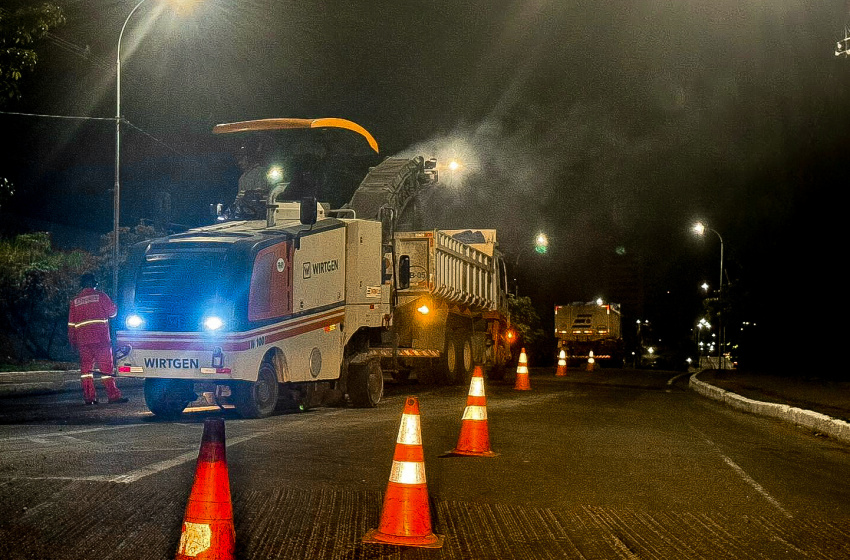 Avenida Rotary recebe obras de recapeamento asfáltico