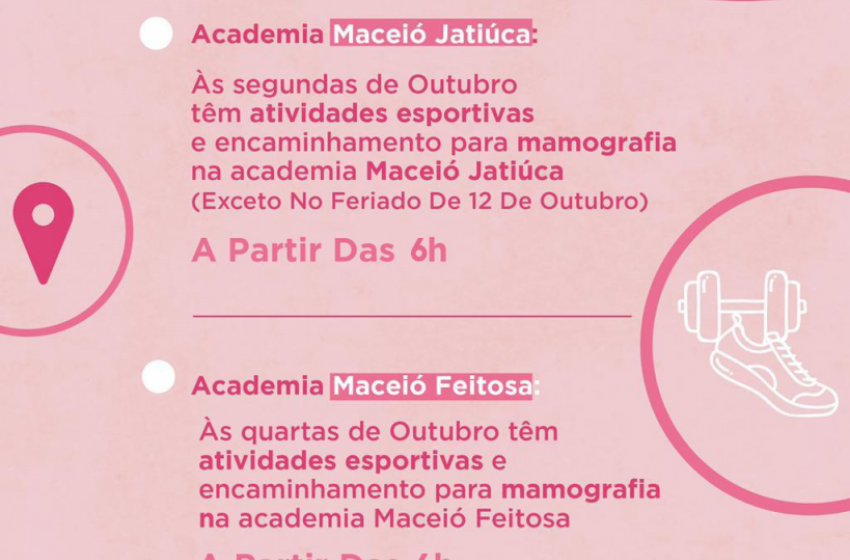 Academias Maceió recebem atividades da campanha Maceió Rosa ao longo do mês