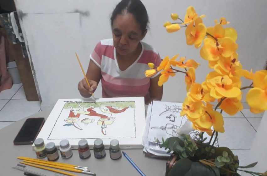 Grupo de idosas capoeiristas participam de exposição virtual de pintura em tela