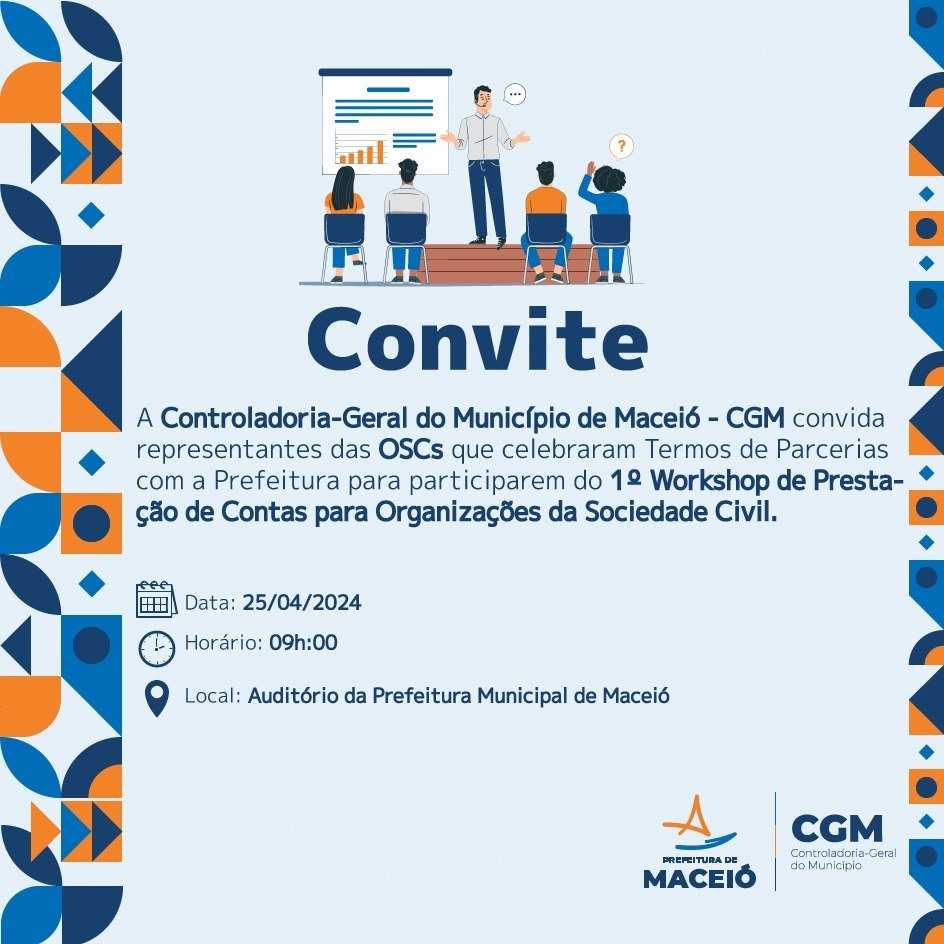 Controladoria de Maceió abre inscrições para 1º Workshop de Prestação de Contas